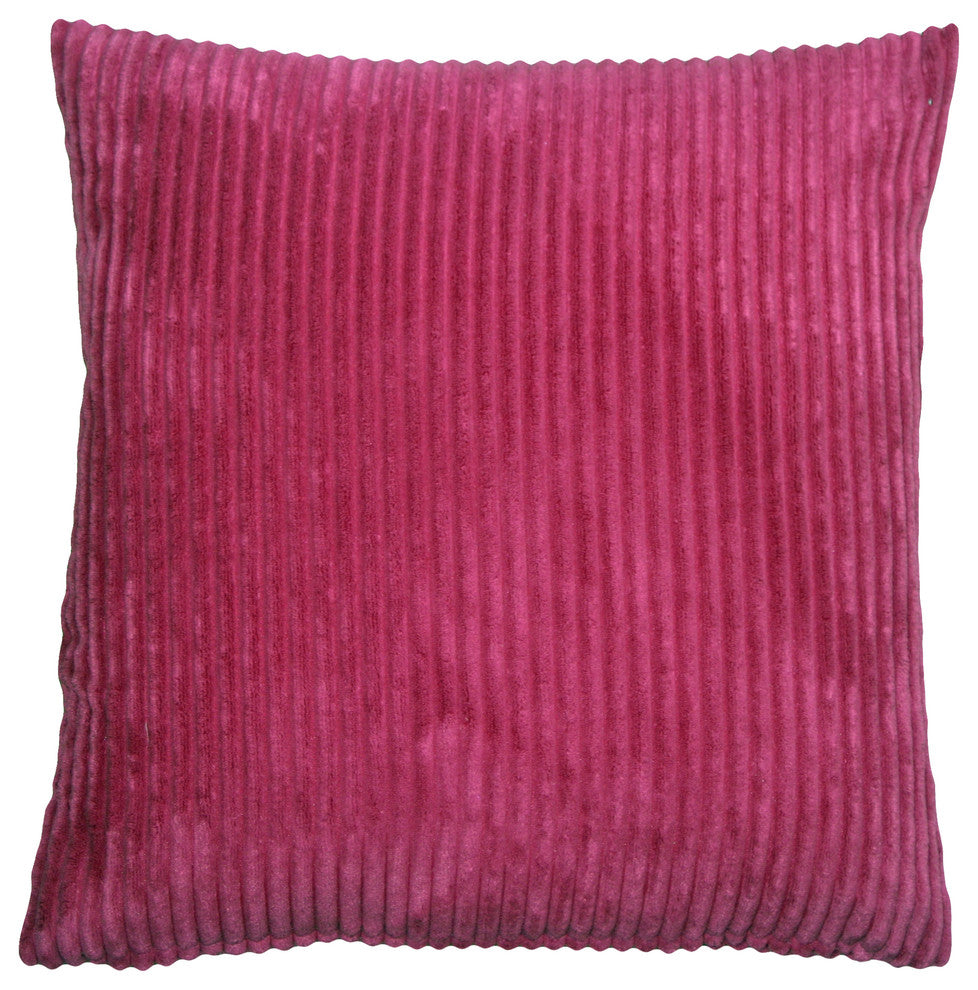 Pillow Decor - Wide Wale Corduroy 22 x 22 Throw Pillows, Magenta Pink