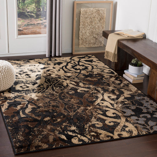Surya Paramount PAR-1066 5'3"x7'9" Rug, Black/Khaki/Dark Brown/Gray/Beige