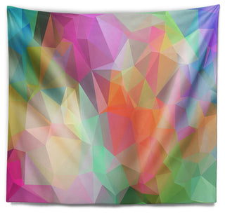 Multi Color Polygonal Mosaic Pattern Abstract Wall Tapestry, 92"x78"