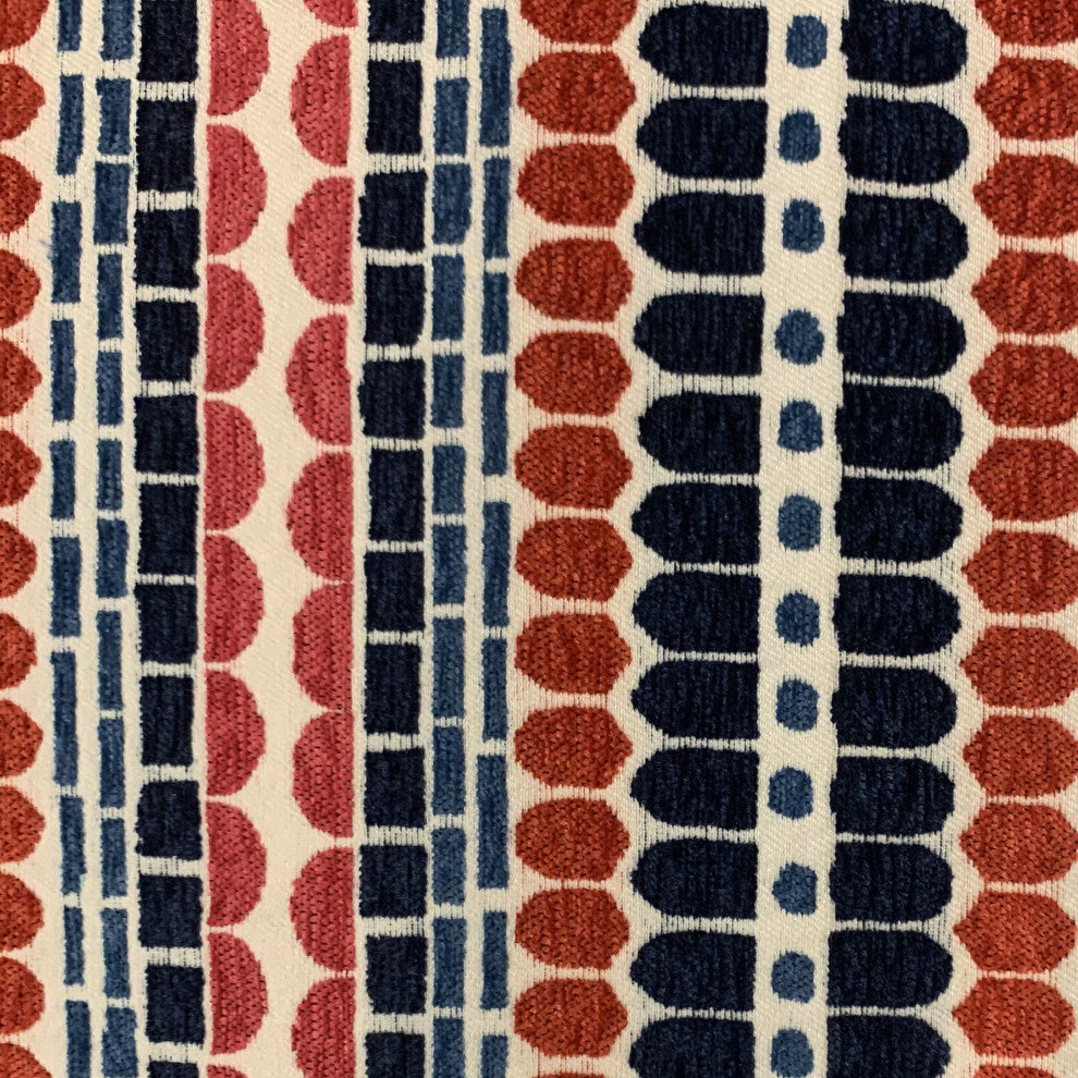 Plutus Red Blue Harmony Border Luxury Throw Pillow, 20"x36"