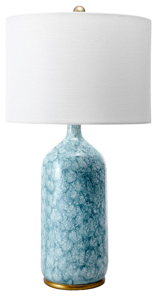 Nuloom 24" Glazed Polyresin Vase Cloth Shade Blue Table Lamp