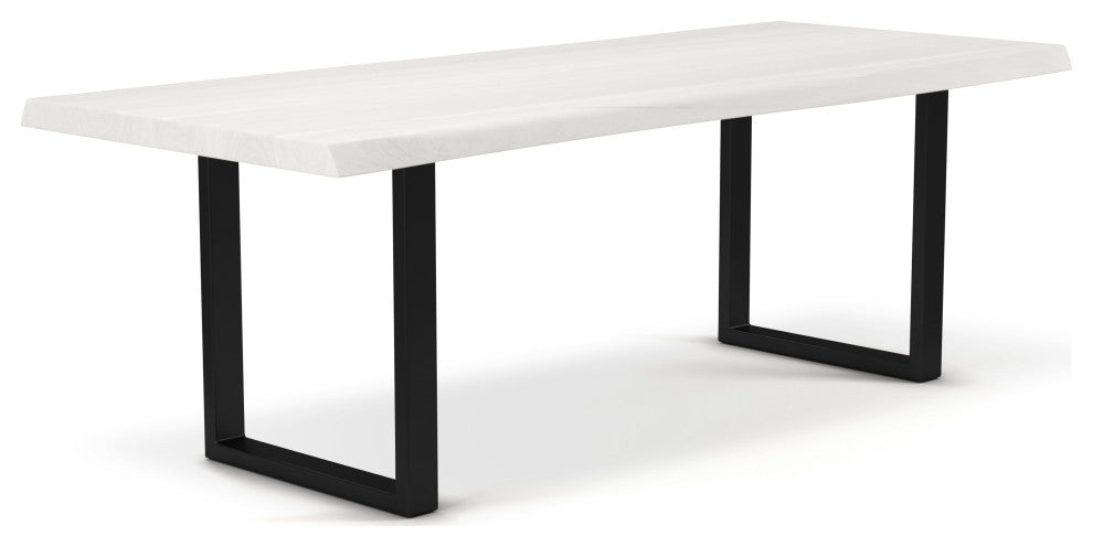 Brooks Dining Table, White Wash, Black, 40"x79", U-Base