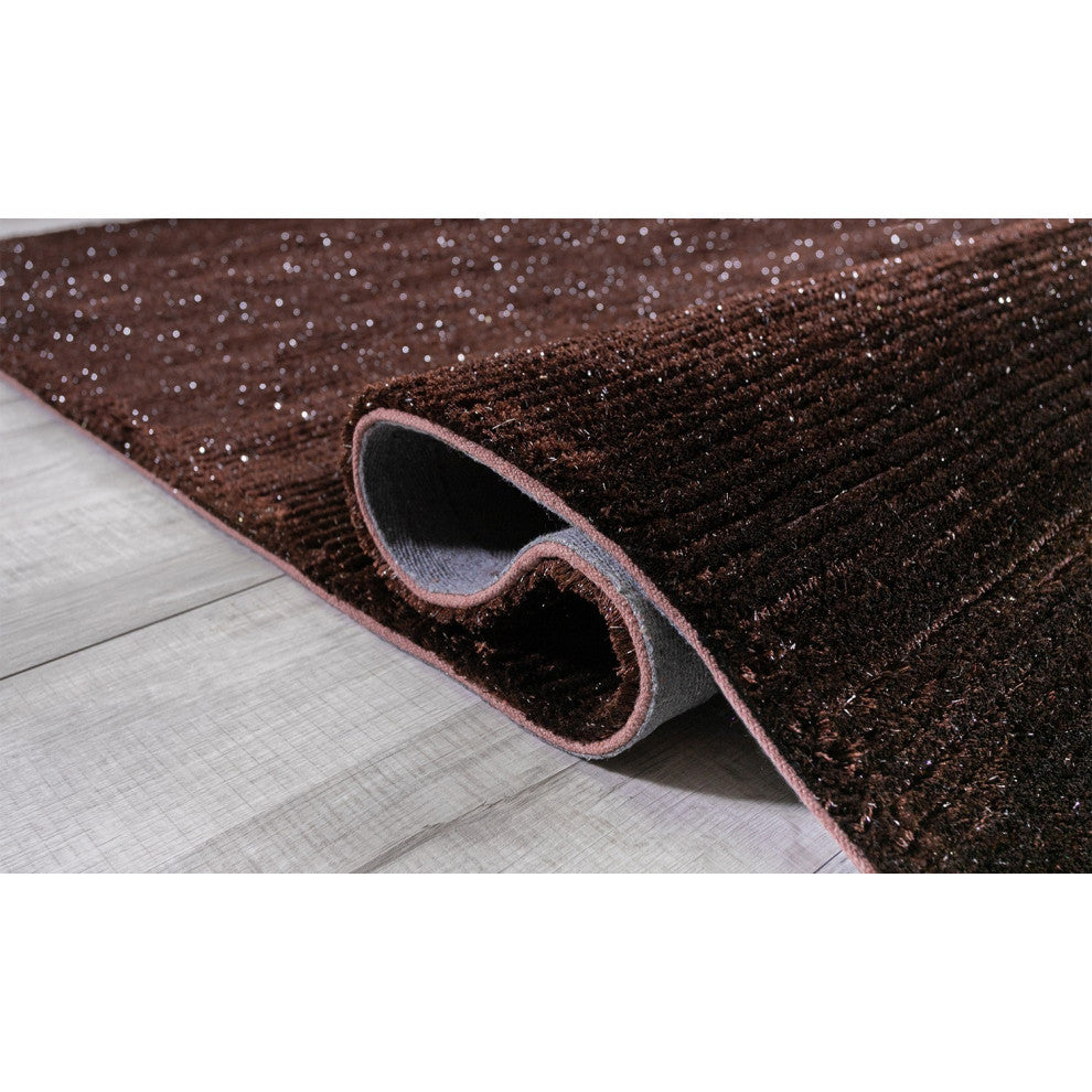 2" x 8" Dark Brown Modern Shimmery Runner Rug