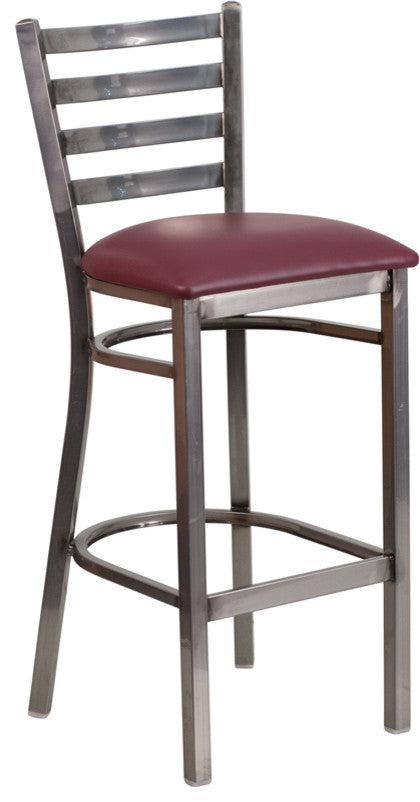 Flash Furniture Hercules 31" Ladder Back Restaurant Bar Stool in Burgundy
