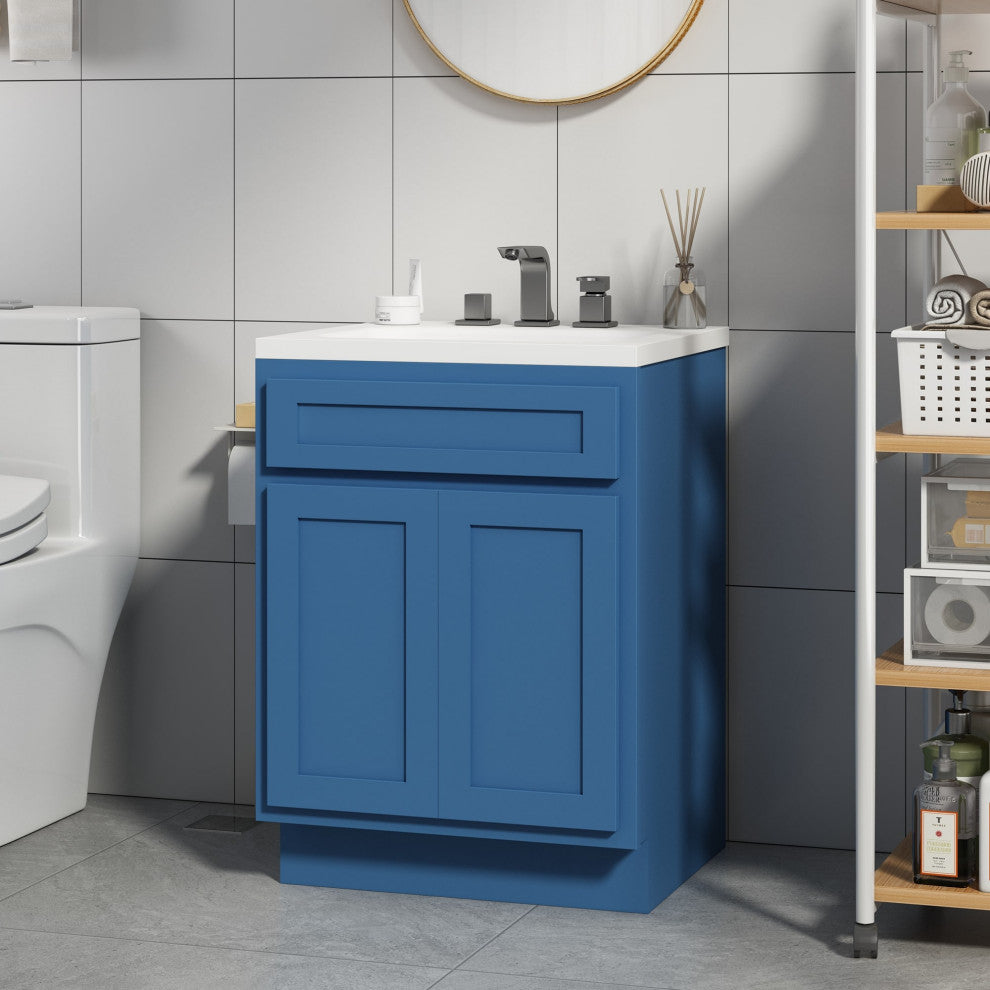 Vanity Art Vanity Base Cabinet, No Top, 24", Blue