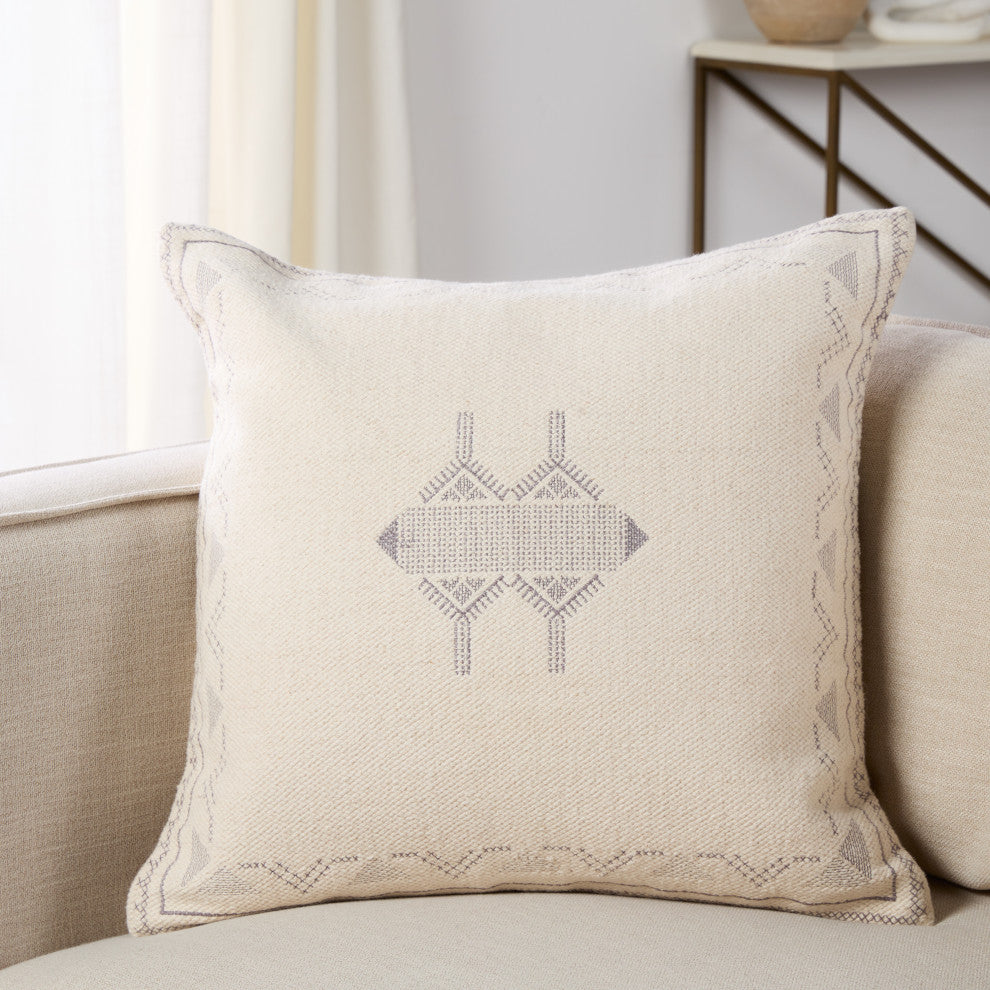 Ianira Medallion Cream/ Silver Pillow 22" Square, Down Fill