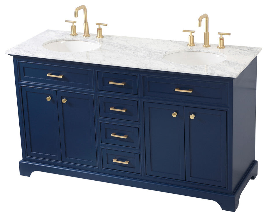 Amber 60" Double Bathroom Vanity, Blue