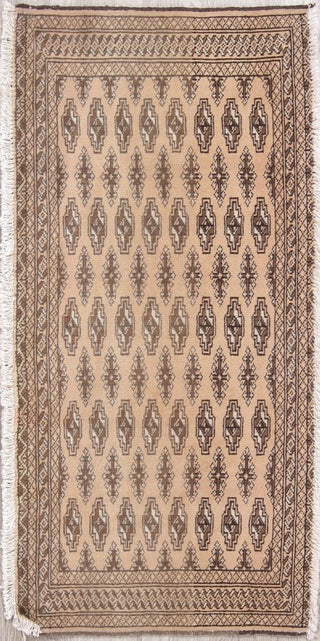 Consigned, Vintage Geometric Persian Handmade Oriental Rug, Brown, 2'1"X4'2"