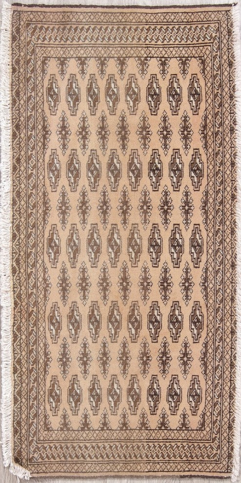 Consigned, Vintage Geometric Persian Handmade Oriental Rug, Brown, 2'1"X4'2"