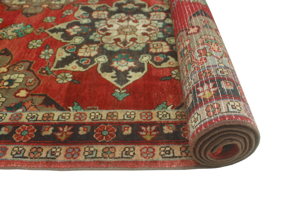 Fine Vintage Distressed Carleen Rust/Charcoal Runner, 3'7x10'4