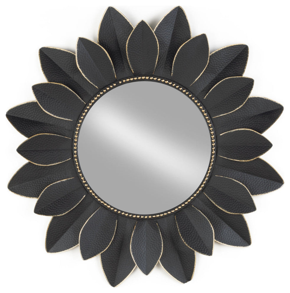 Metal Starburst Wall Accent Mirror, Black