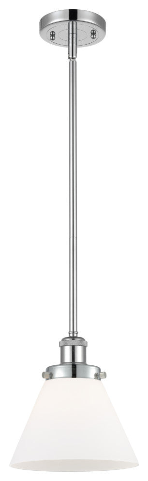 Large Cone 1-Light Pendant, Polished Chrome, Matte White