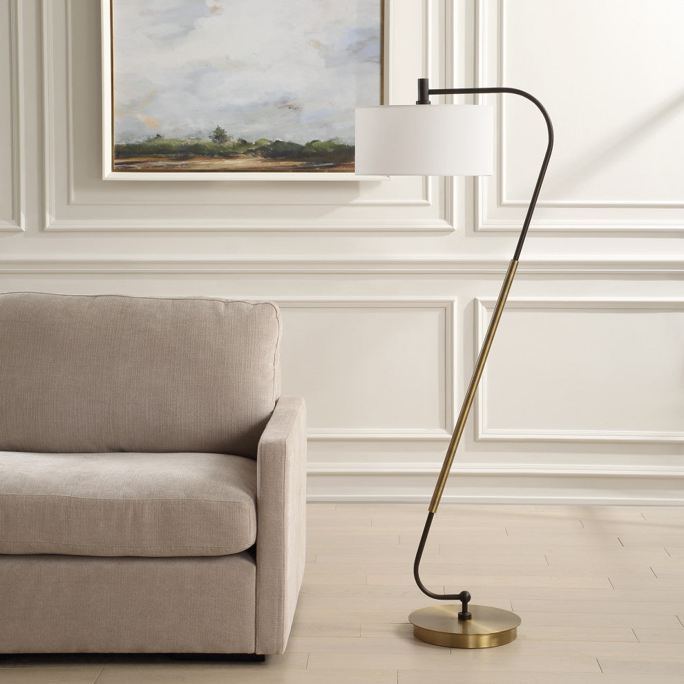 Uttermost Irwin Curved Brass Floor Lamp