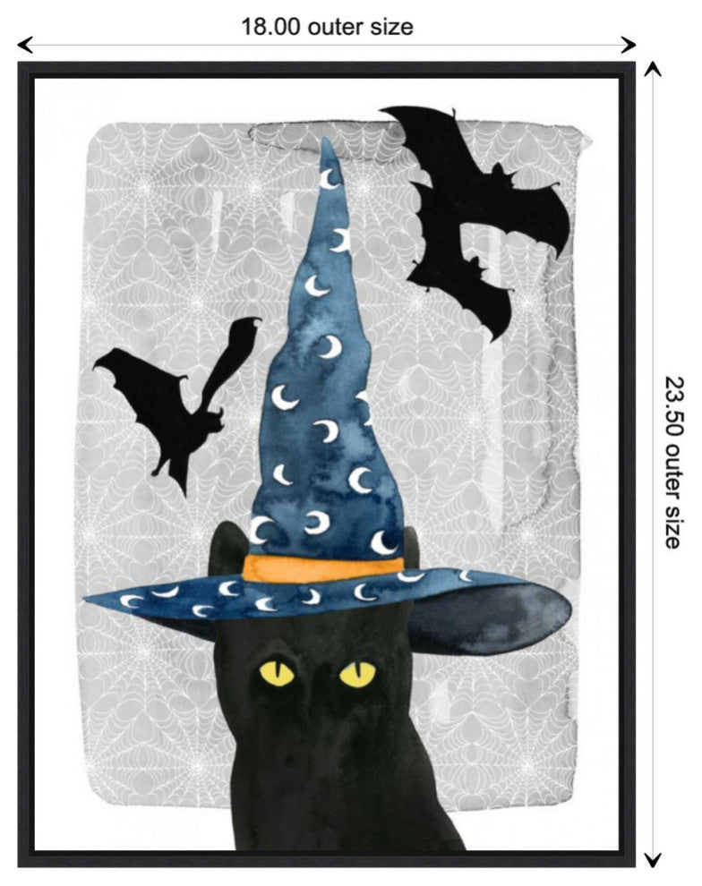 Canvas Art Framed 'Black Cat II' by Grace Popp, Outer Size 18x24"
