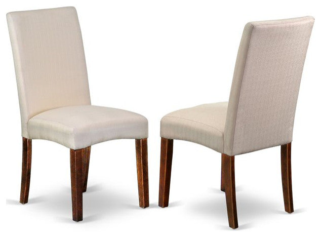 9-Piece 60/78" Table With 18" Leaf and 8 Parson Chair, Linen Fabric, Cream Color