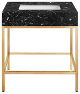 Marmo Bathroom Vanity, Black, 30" Wide, Brushed Brass Finish