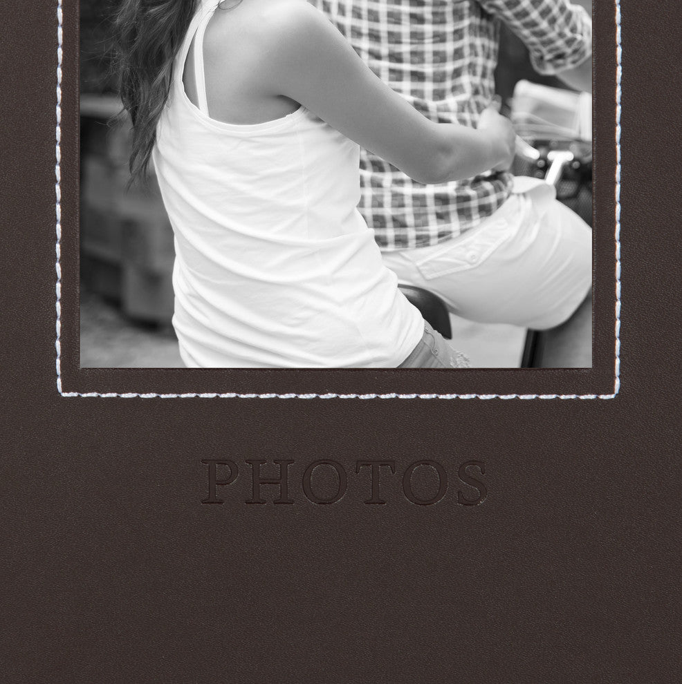 Debossed Faux Leather Photo Album Brown, 300 Photos