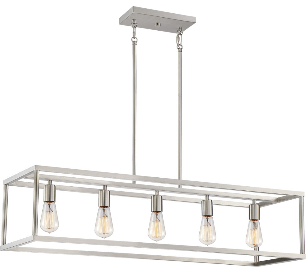 Quoizel NHR538BN Five Light Island Chandelier, Brushed Nickel Finish