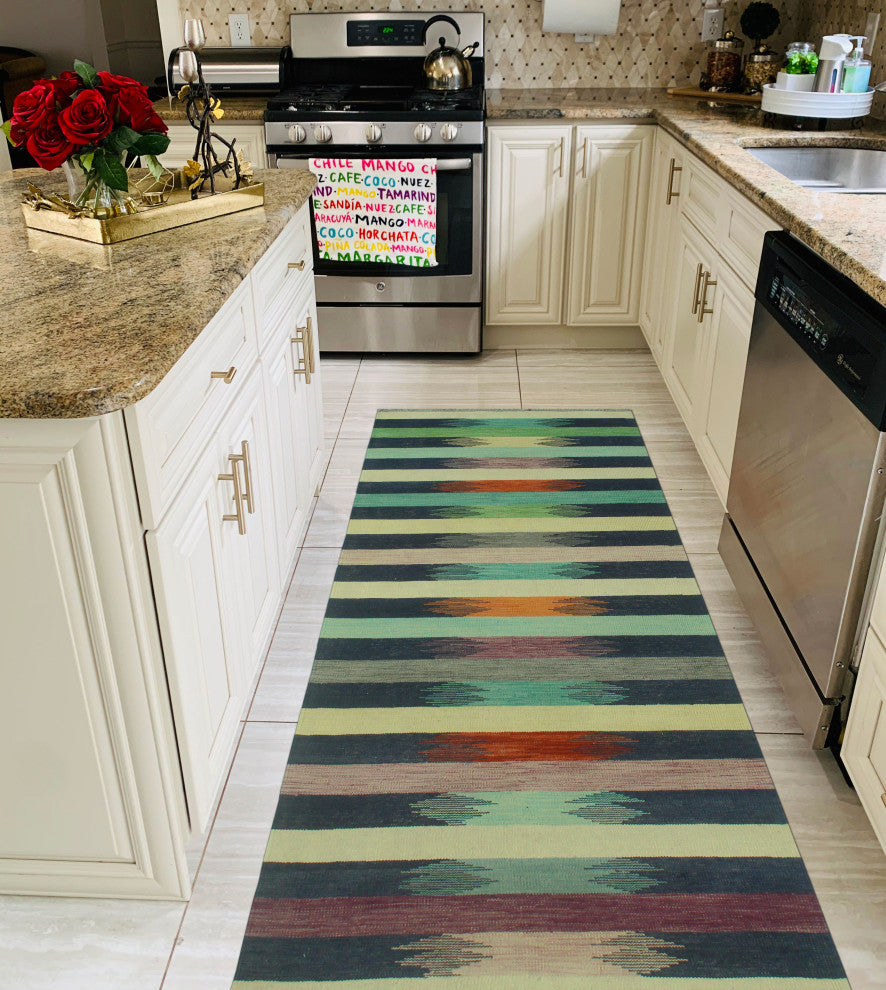 Winchester Kilim Hring Navy/Ivory Runner, 2'11x9'8