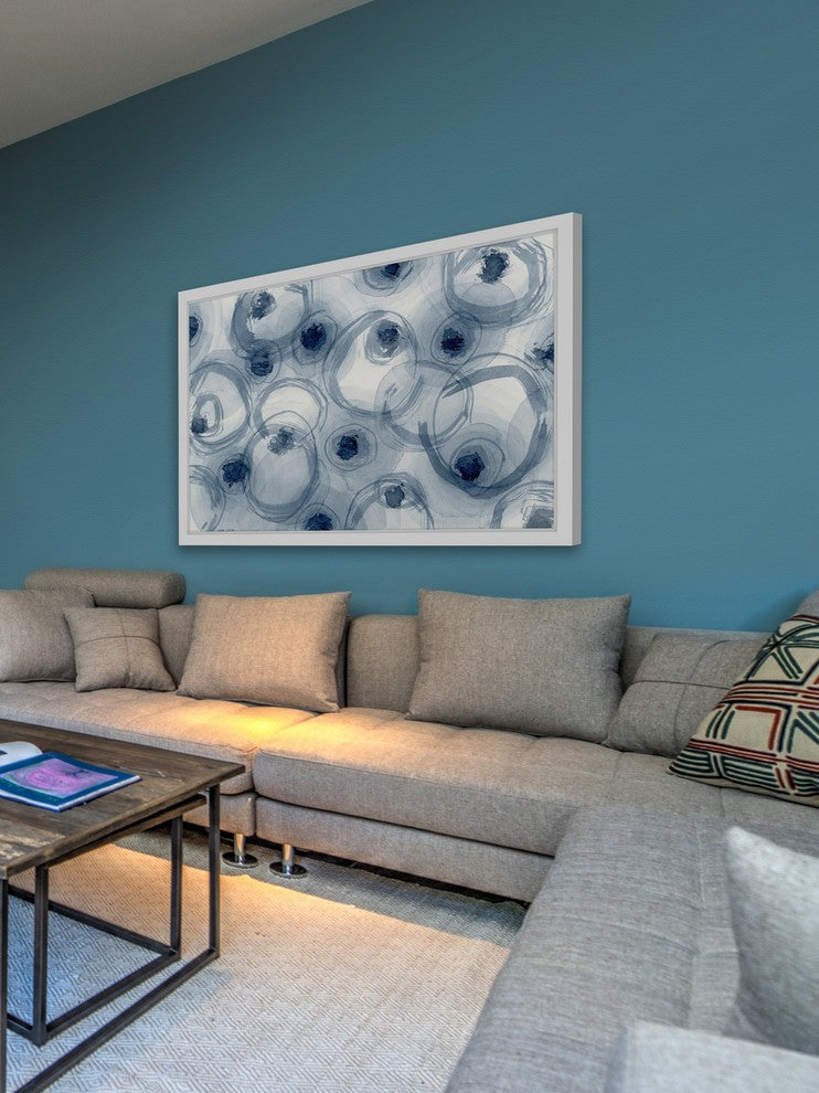 Marmont Hill, "Indigo Ovals" by Nikki Galapon Framed Painting Print, 45x30