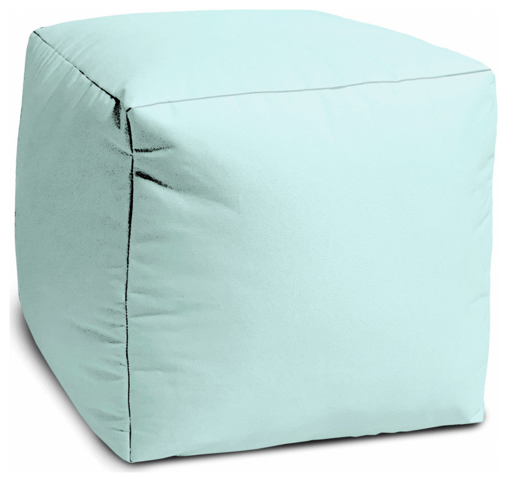 17  Cool Pale Aqua Solid Color Indoor Outdoor Pouf Ottoman