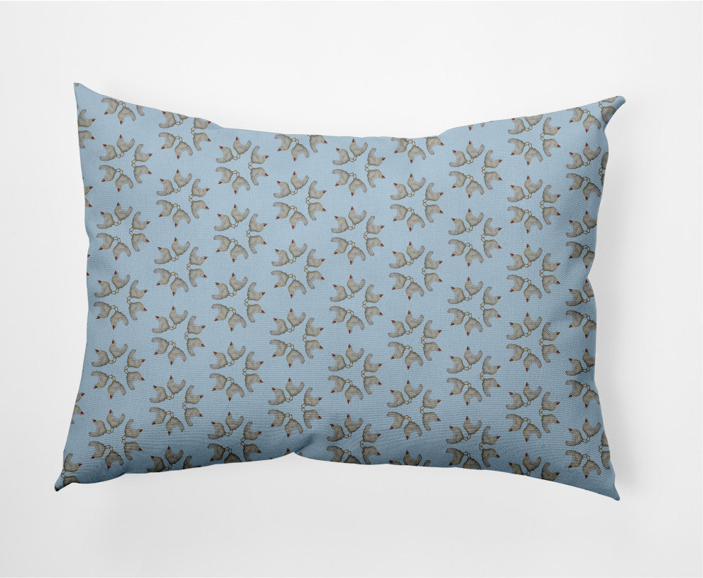 Chickens-go-round Easter Decorative Lumbar Pillow, After Rain Blue, 14x20"
