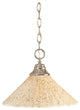 Chain Hung Pendant In Chrome, 12" Gold Ice Glass