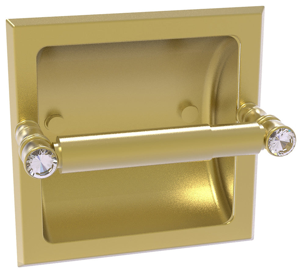Carolina Crystal Recessed Toilet Paper Holder, Satin Brass