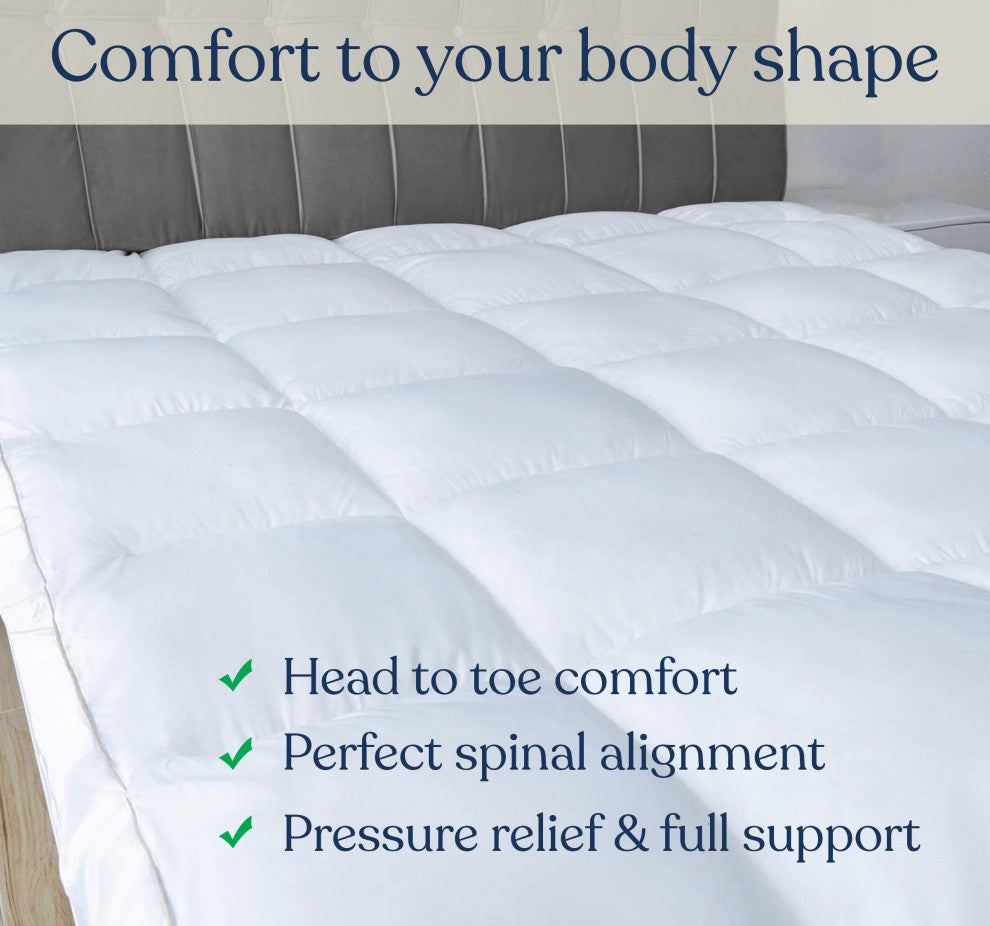 Delara Organic Cotton, 1350 GSM Snow Down Alternative Fill, Mattress Pad, King, 78"x80"