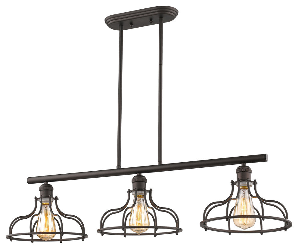 Jaxon 3-Light Rubbed Bronze Island Hanging Fixture 37"