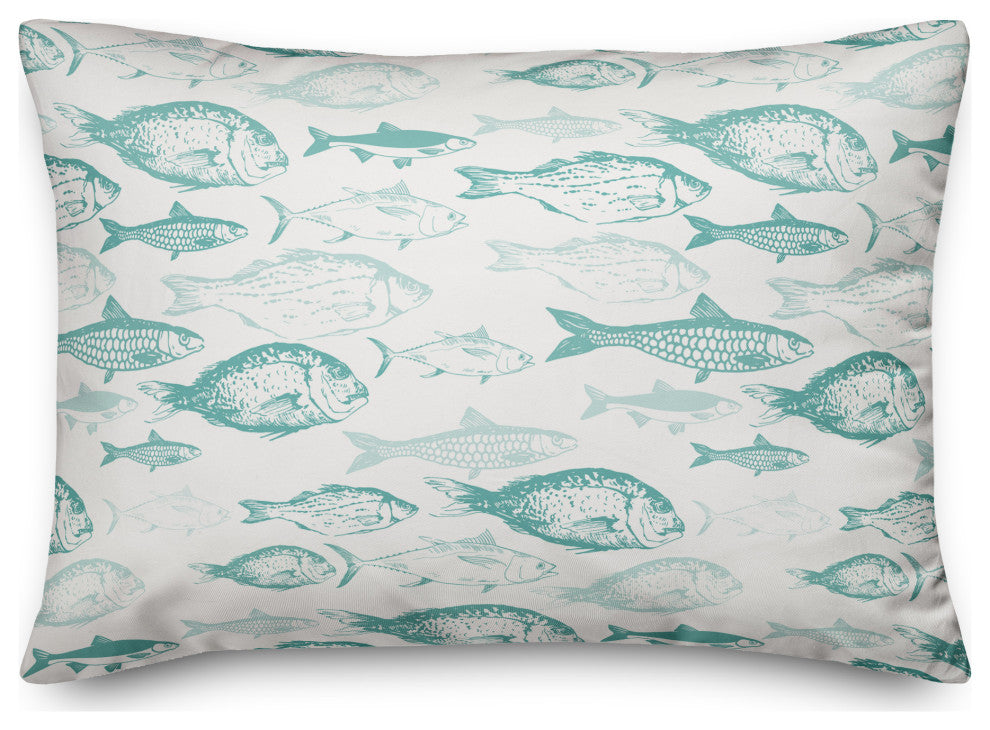 Shades Of Fish Teal 14x20 Pillow