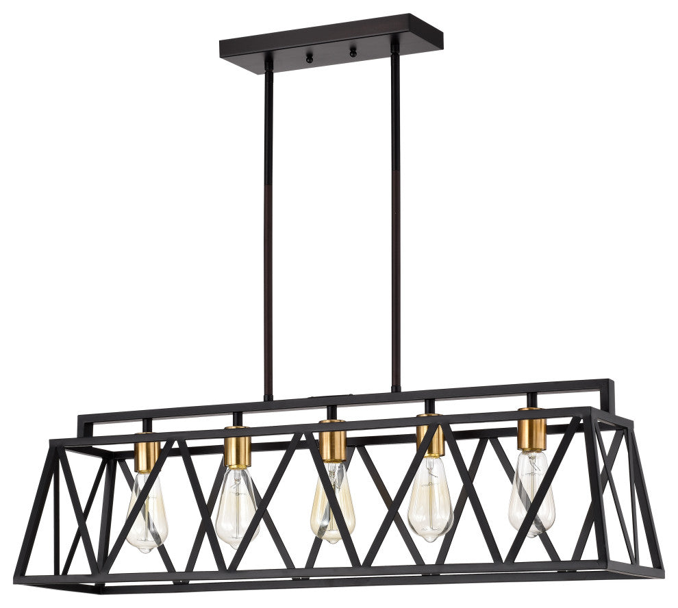 CHLOE Lighting IRONCLAD Industrial 5 Light Textured Black Pendant