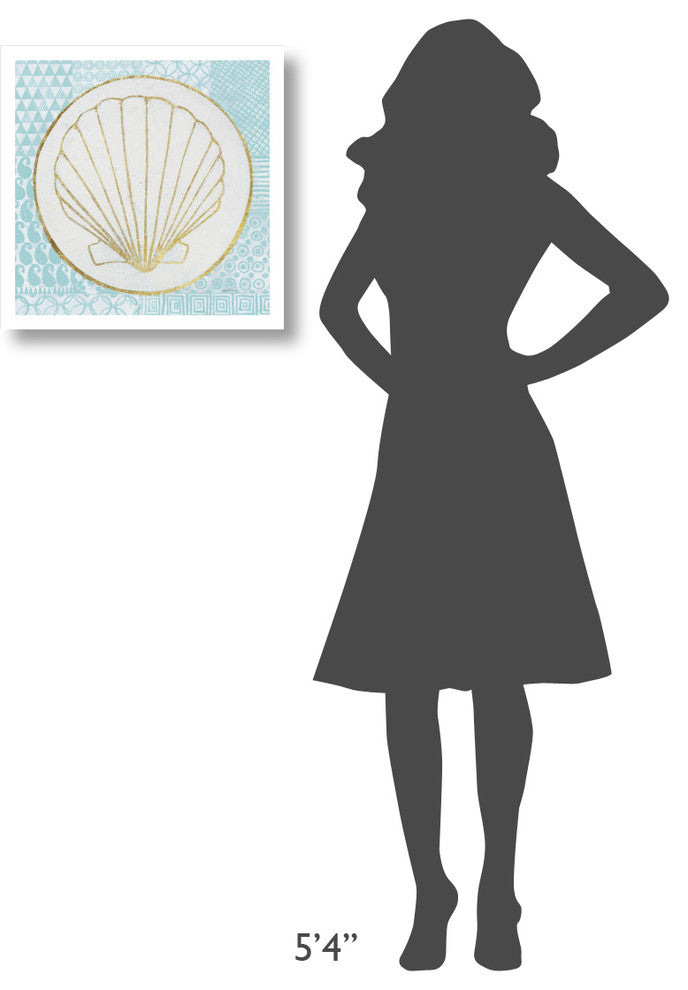 "Summer Shells II Teal and Gold" Digital Paper Print by Kathrine Lovell, 20"x20"