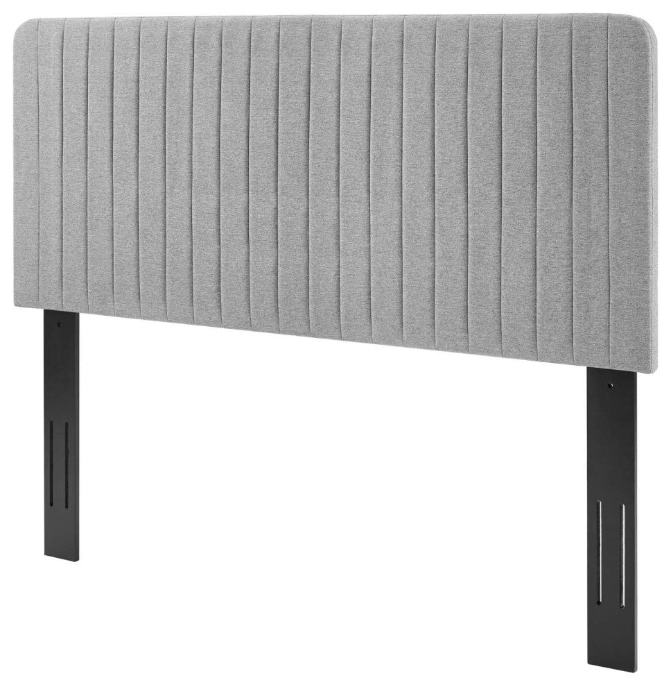 Tufted Headboard, Twin Size, Fabric, Light Gray, Modern Contemporary
