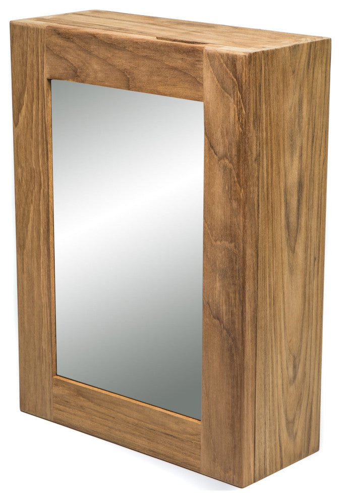 Traditional Solid Teak Hanging Mirrored Medicine Cabinet