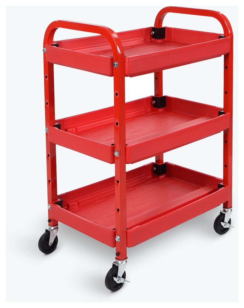 Luxor 3-Shelf Utility Cart, Red
