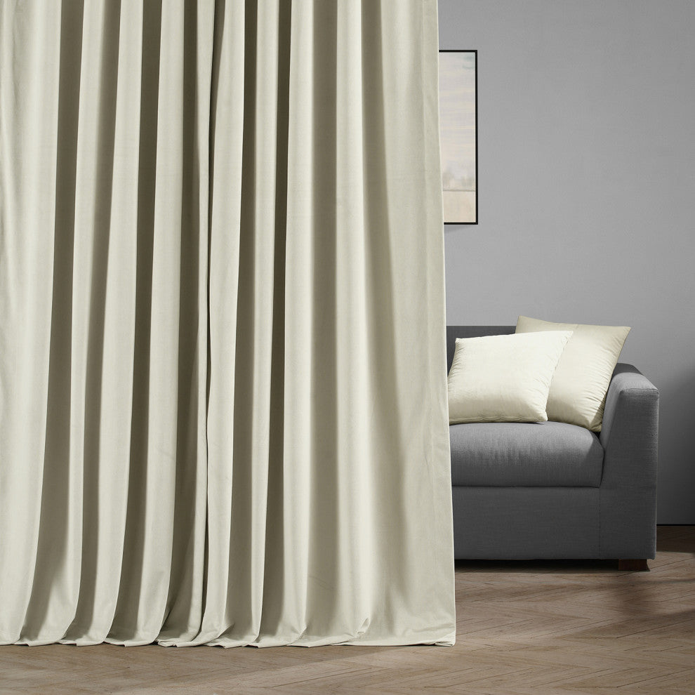 Signature Warm Off White Doublewide Blackout Velvet Curtain Panel, 100x108
