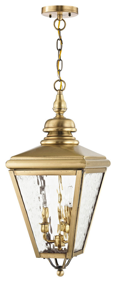 Cambridge Outdoor Chain-Hang Lantern, Antique Brass
