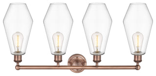 Cindyrella 4-Light 34" Bath Vanity Light, Antique Copper, Clear Shade