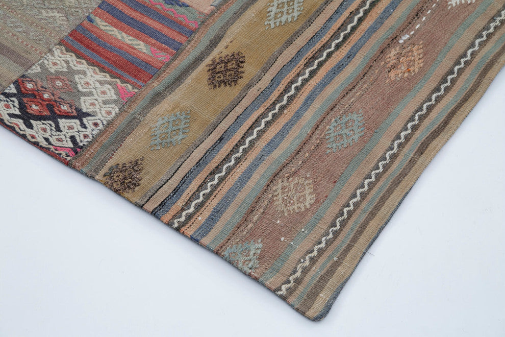 Rug N Carpet - Handmade Turkish 6' 7'' x 9' 11'' Vintage Patchwork Kilim Rug