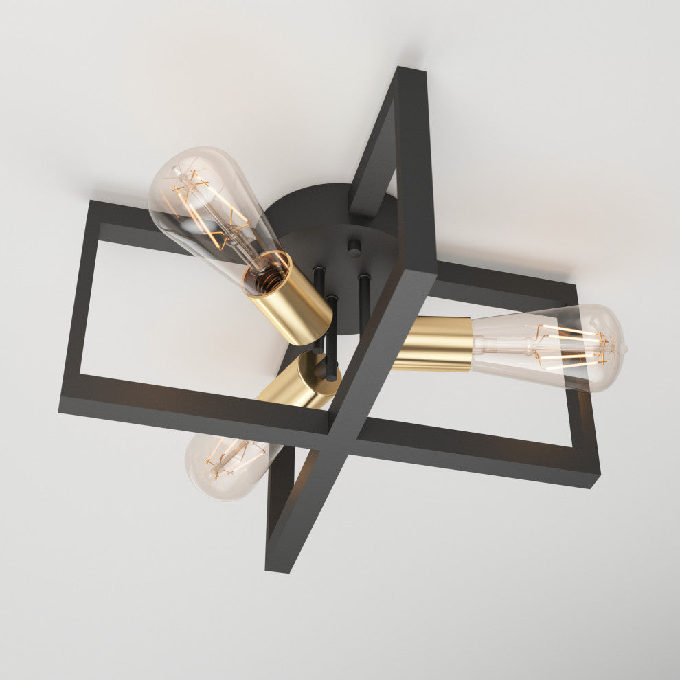 Artika Holt Modern Mid-Century Semi Flush Mount Light Fixture Black and Gold