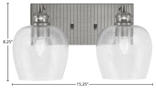 Edge 2-Light Bath Bar, Brushed Nickel Finish, 6" Clear Bubble Glass