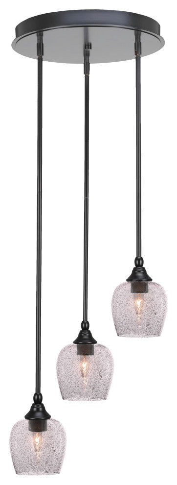 Empire 3-Light Cluster Pendalier, Matte Black/Smoke Bubble