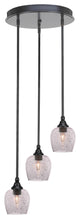 Empire 3-Light Cluster Pendalier, Matte Black/Smoke Bubble