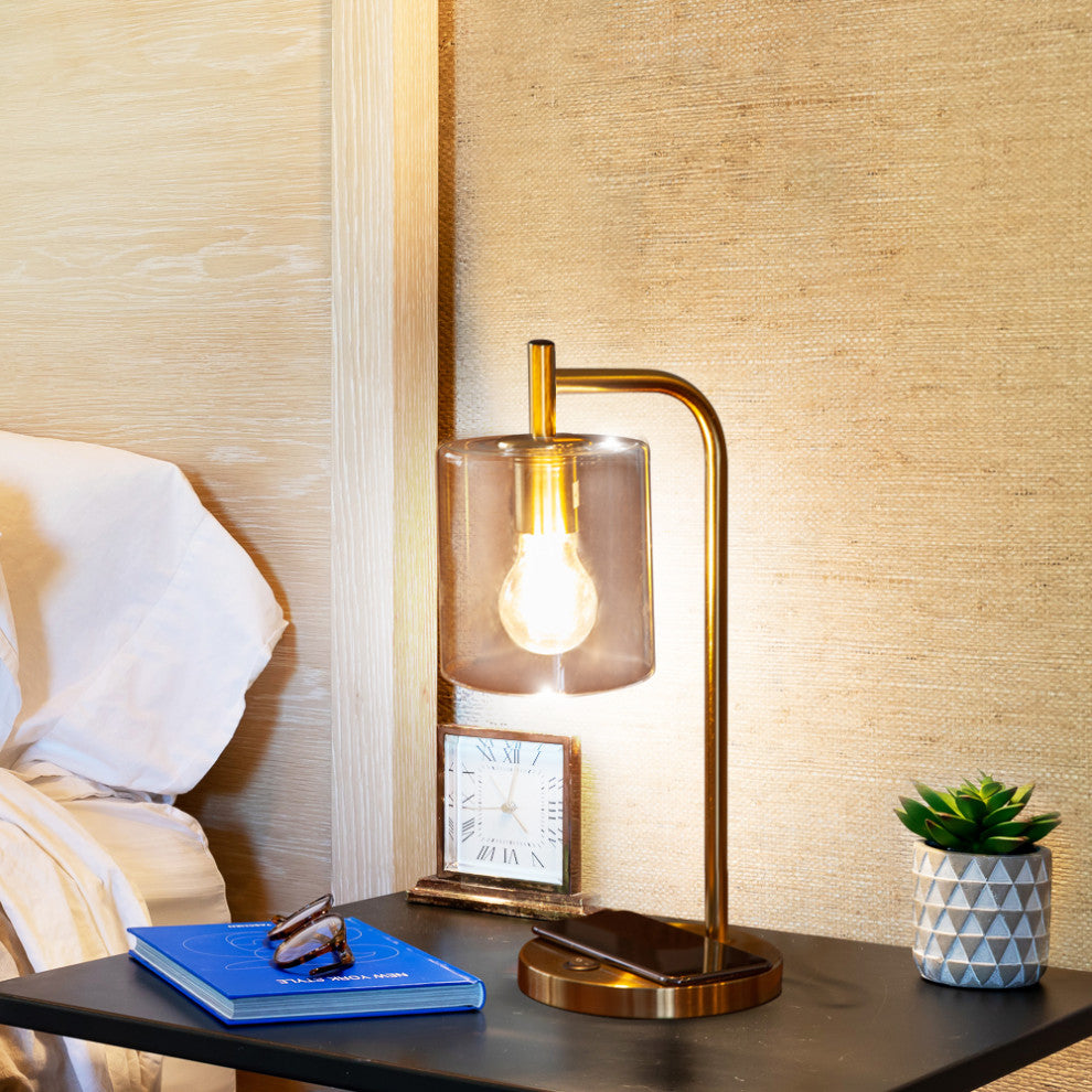 Brightech Elizabeth LED Desk Lamp with Wireless Charging Pad and USB Port