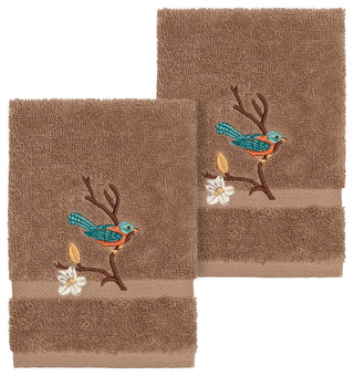 Linum Home Textiles Spring Time Embellished, Latte, Washcloth, 2-Piece Set