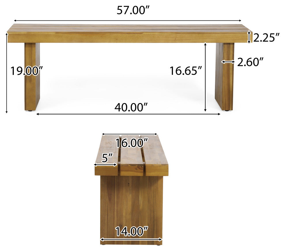 Bagwell Appling Outdoor Acacia Wood Bench, Natural