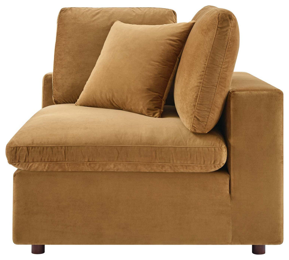 Sectional Sofa Set, Velvet, Brown, Modern, Living Lounge Hotel Lobby Hospitality