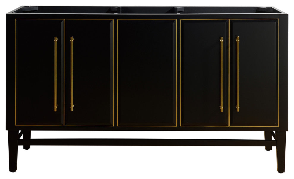 Mason 60" Vanity Only, Black With Matte Gold Hardware