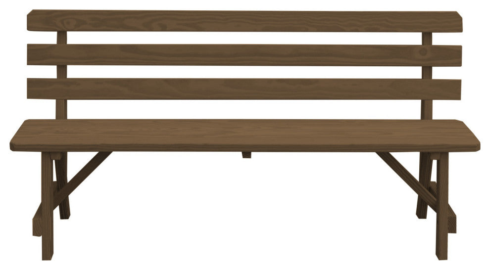 Traditional Cedar Backed Bench, Mushroom Stain, 6 Foot